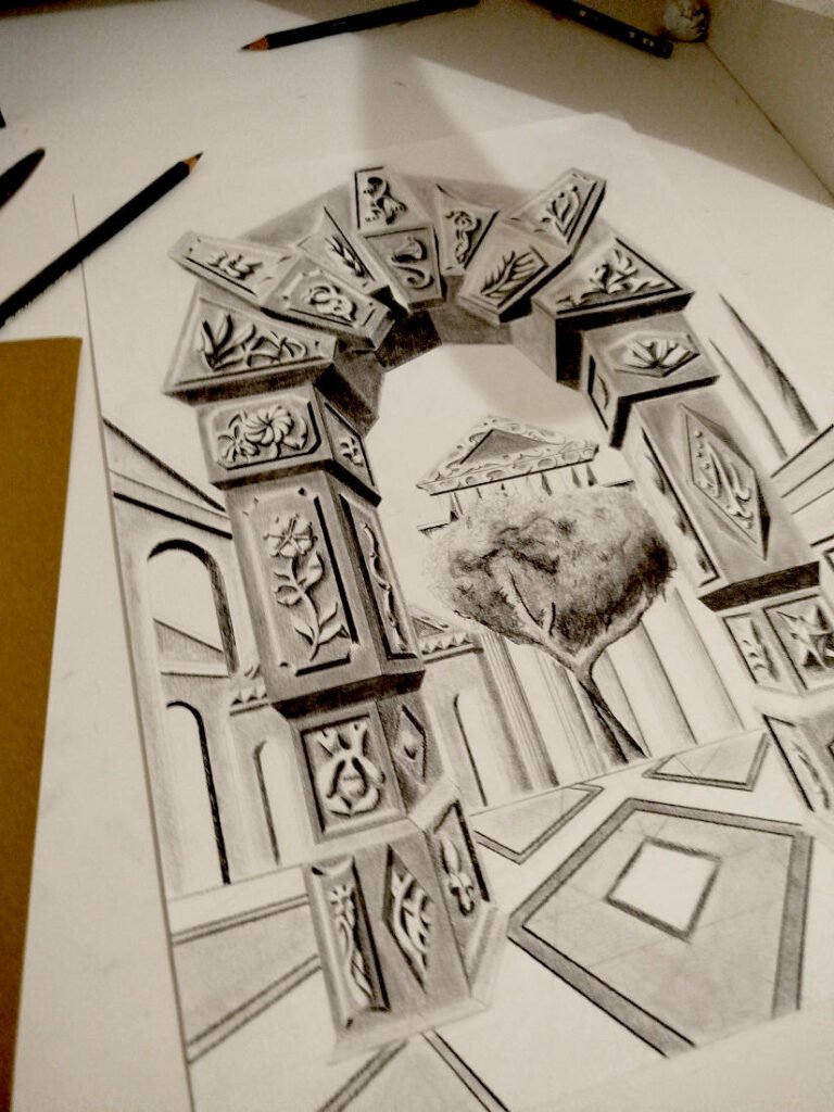 Unfinished artwork by Eldor Art in studio creative process