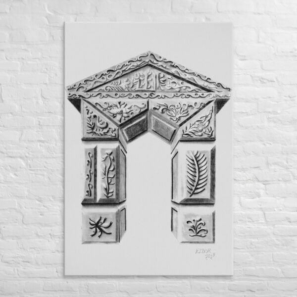 Explore "Ornate Arch - Timeless Elegance," a one-of-a-kind artwork hand-drawn by artist Eldor Art in 2025. This pencil sketch, meticulously crafted on paper, showcases an intricately decorated architectural arch adorned with floral motifs and sculpted details, embodying a timeless classical aesthetic. Perfect for art enthusiasts and collectors, this piece is available as premium art prints on various mediums: premium canvas, elegant posters, textured canvas, and even metal prints for a bold, modern twist. Each print preserves the fine details of the original, making it an ideal addition to elevate your home décor. Purchase this exclusive artwork now and add a touch of elegance to your space!