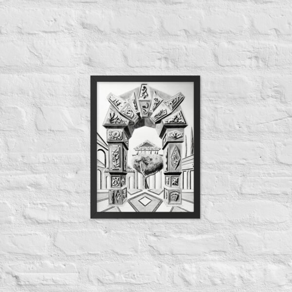 Arch of Symbols – Hand-Drawn Fantasy Architecture Pencil by Eldor Art ( Enhanced Matte Paper Framed Poster ) - Image 3