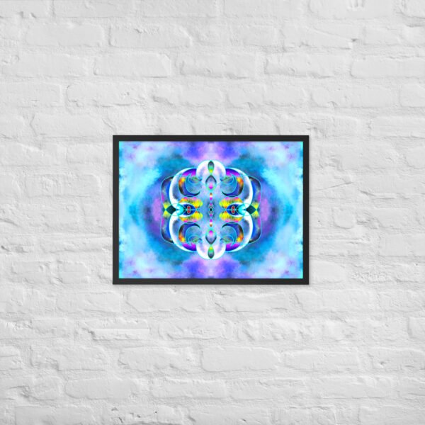 Enter the dreamlike universe of Eldor Art with Crystal Ether, a vibrant digital painting blending sacred geometry with cosmic energy. This symmetrical artwork explores the subtle realms between light and matter through fluid curves, lunar halos, and celestial textures. Available in high-quality prints on canvas, metal, or poster, this piece is perfect to bring a mystical and modern aesthetic into any space. Each element evokes an inner journey—a meeting point between sacred science and contemporary abstraction