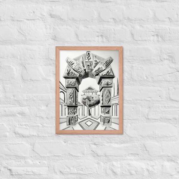 Arch of Symbols – Hand-Drawn Fantasy Architecture Pencil by Eldor Art ( Enhanced Matte Paper Framed Poster ) - Image 9