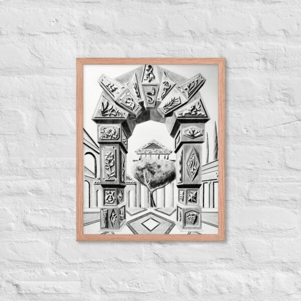 Arch of Symbols – Hand-Drawn Fantasy Architecture Pencil by Eldor Art ( Enhanced Matte Paper Framed Poster ) - Image 11