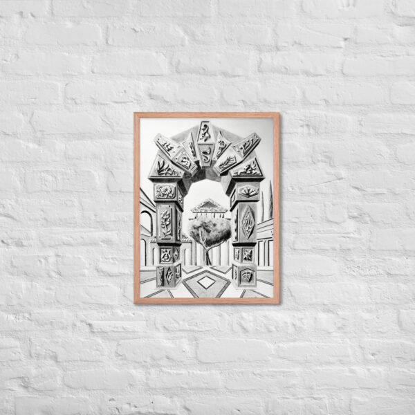 Arch of Symbols – Hand-Drawn Fantasy Architecture Pencil by Eldor Art ( Enhanced Matte Paper Framed Poster ) - Image 12