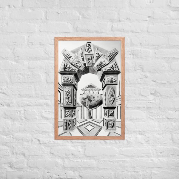 Arch of Symbols – Hand-Drawn Fantasy Architecture Pencil by Eldor Art ( Enhanced Matte Paper Framed Poster ) - Image 13