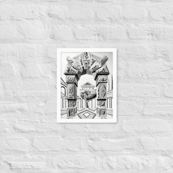 Arch of Symbols – Hand-Drawn Fantasy Architecture Pencil by Eldor Art ( Enhanced Matte Paper Framed Poster ) - Image 15
