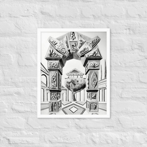 Arch of Symbols – Hand-Drawn Fantasy Architecture Pencil by Eldor Art ( Enhanced Matte Paper Framed Poster ) - Image 18