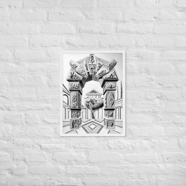 Arch of Symbols – Hand-Drawn Fantasy Architecture Pencil by Eldor Art ( Enhanced Matte Paper Framed Poster ) - Image 19