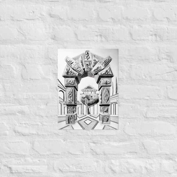 Arch of Symbols – Hand-Drawn Fantasy Architecture Pencil By Eldor Art ( Enhanced Matte Paper Poster ) - Image 4