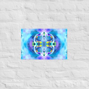 Enter the dreamlike universe of Eldor Art with Crystal Ether, a vibrant digital painting blending sacred geometry with cosmic energy. This symmetrical artwork explores the subtle realms between light and matter through fluid curves, lunar halos, and celestial textures. Available in high-quality prints on canvas, metal, or poster, this piece is perfect to bring a mystical and modern aesthetic into any space. Each element evokes an inner journey—a meeting point between sacred science and contemporary abstraction