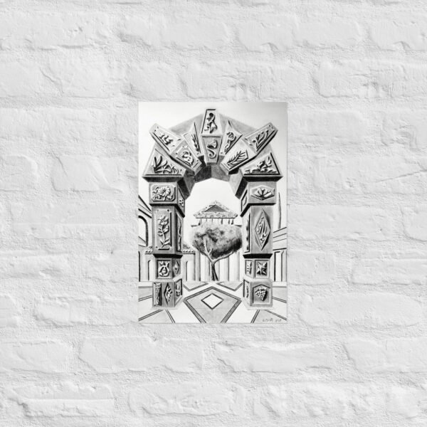 Arch of Symbols – Hand-Drawn Fantasy Architecture Pencil By Eldor Art ( Enhanced Matte Paper Poster ) - Image 5