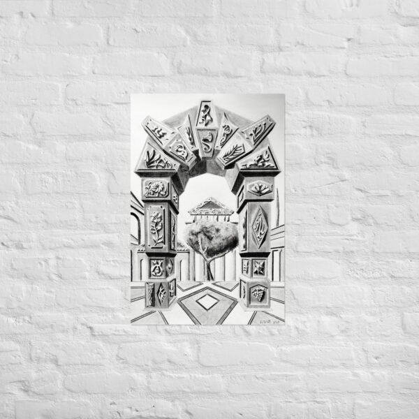 Arch of Symbols – Hand-Drawn Fantasy Architecture Pencil By Eldor Art ( Enhanced Matte Paper Poster ) - Image 6