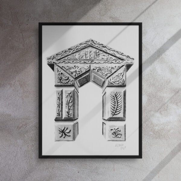 Explore "Ornate Arch - Timeless Elegance," a one-of-a-kind artwork hand-drawn by artist Eldor Art in 2025. This pencil sketch, meticulously crafted on paper, showcases an intricately decorated architectural arch adorned with floral motifs and sculpted details, embodying a timeless classical aesthetic. Perfect for art enthusiasts and collectors, this piece is available as premium art prints on various mediums: premium canvas, elegant posters, textured canvas, and even metal prints for a bold, modern twist. Each print preserves the fine details of the original, making it an ideal addition to elevate your home décor. Purchase this exclusive artwork now and add a touch of elegance to your space!