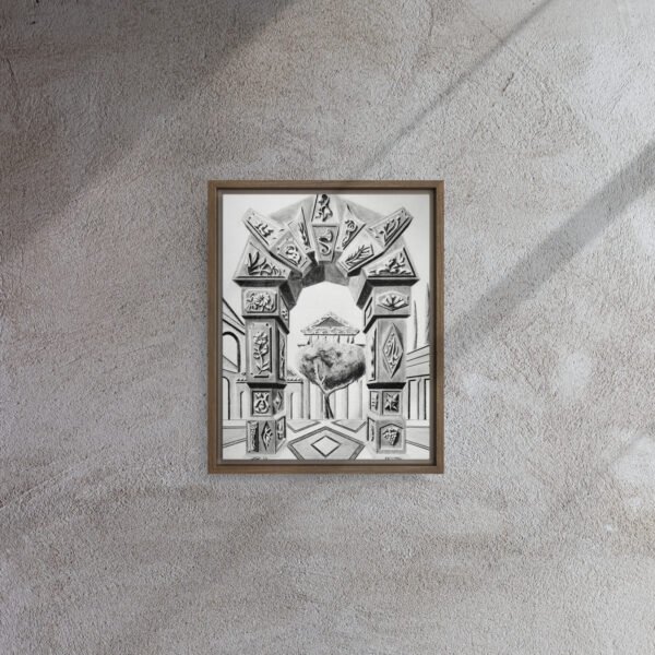 Arch of Symbols – Hand-Drawn Fantasy Architecture Pencil By Eldor Art ( Framed Canvas ) - Image 11