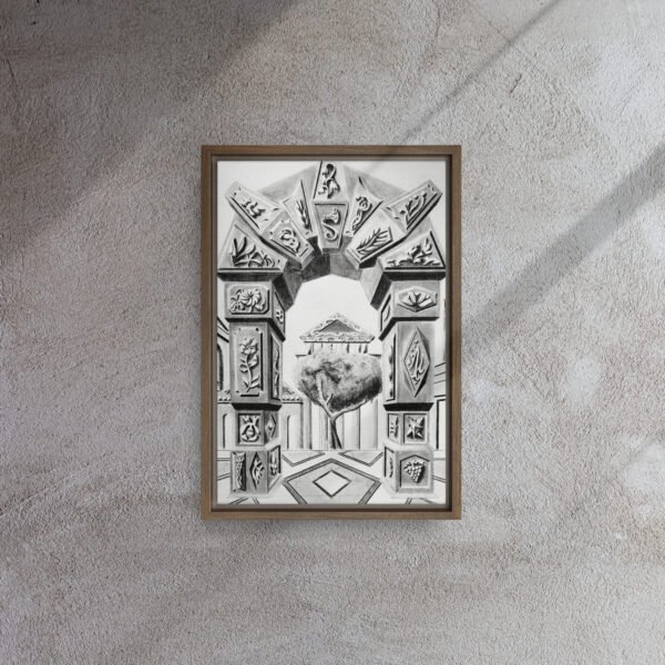Arch of Symbols – Hand-Drawn Fantasy Architecture Pencil By Eldor Art ( Framed Canvas ) - Image 13
