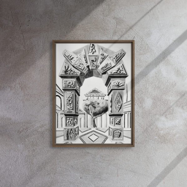 Arch of Symbols – Hand-Drawn Fantasy Architecture Pencil By Eldor Art ( Framed Canvas ) - Image 14