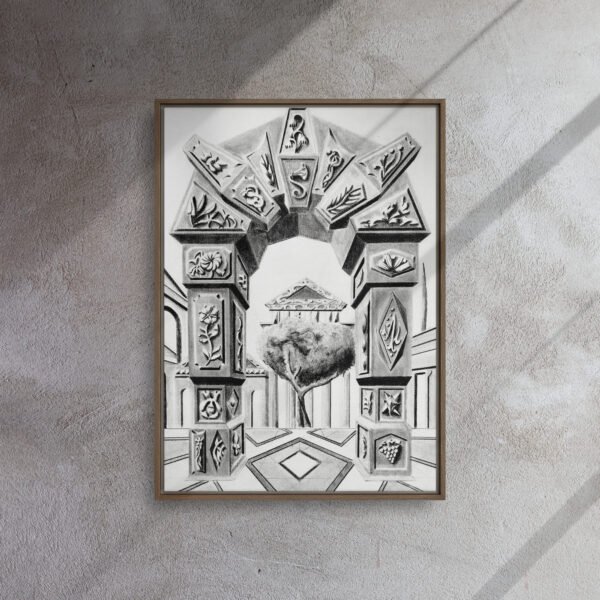 Arch of Symbols – Hand-Drawn Fantasy Architecture Pencil By Eldor Art ( Framed Canvas ) - Image 15