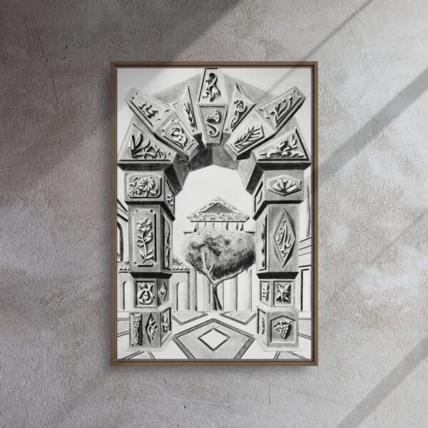 Arch of Symbols – Hand-Drawn Fantasy Architecture Pencil By Eldor Art ( Framed Canvas ) - Image 16