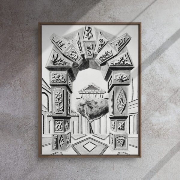 Arch of Symbols – Hand-Drawn Fantasy Architecture Pencil By Eldor Art ( Framed Canvas ) - Image 17