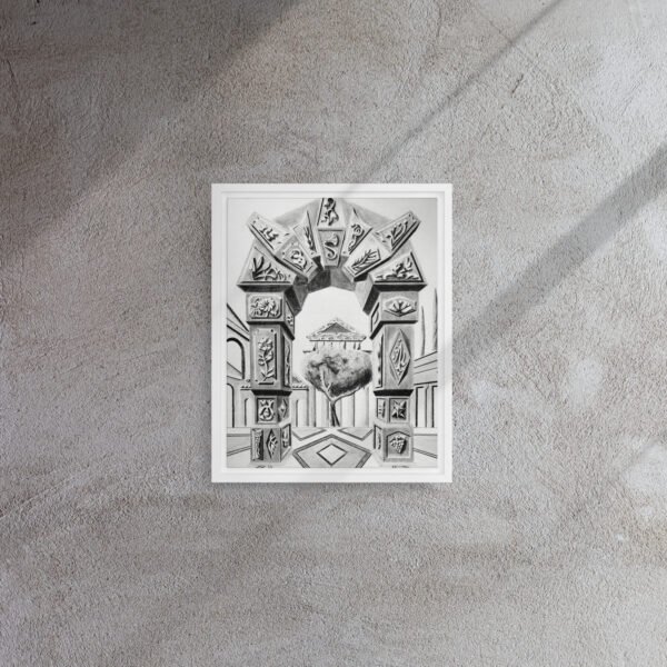 Arch of Symbols – Hand-Drawn Fantasy Architecture Pencil By Eldor Art ( Framed Canvas ) - Image 20