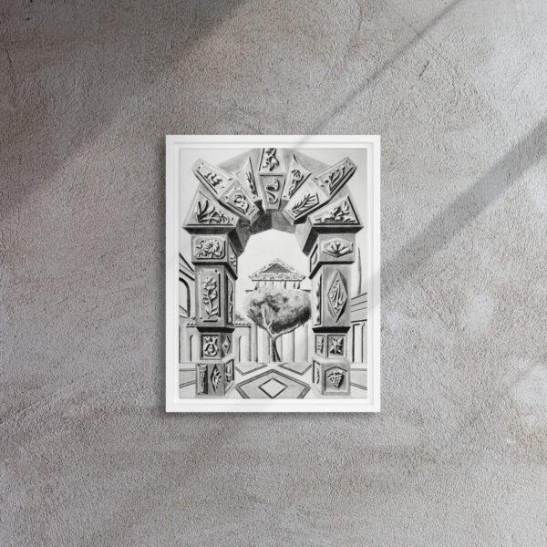 Arch of Symbols – Hand-Drawn Fantasy Architecture Pencil By Eldor Art ( Framed Canvas ) - Image 21
