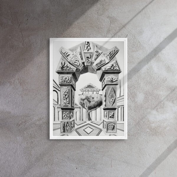 Arch of Symbols – Hand-Drawn Fantasy Architecture Pencil By Eldor Art ( Framed Canvas ) - Image 23
