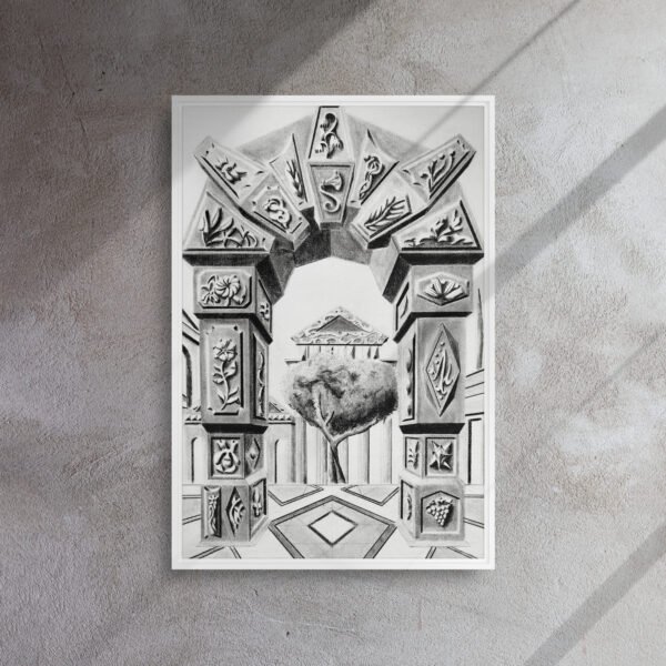 Arch of Symbols – Hand-Drawn Fantasy Architecture Pencil By Eldor Art ( Framed Canvas ) - Image 25