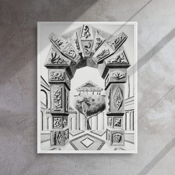 Arch of Symbols – Hand-Drawn Fantasy Architecture Pencil By Eldor Art ( Framed Canvas ) - Image 26