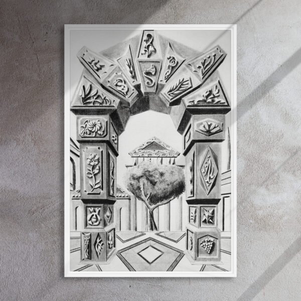 Arch of Symbols – Hand-Drawn Fantasy Architecture Pencil By Eldor Art ( Framed Canvas ) - Image 27