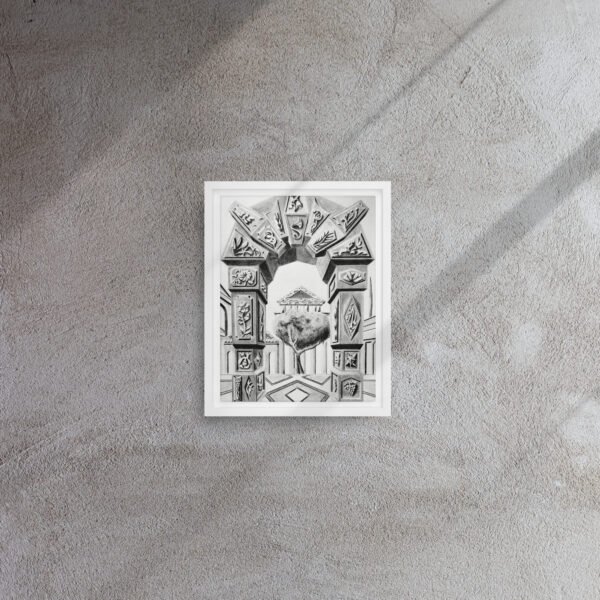 Arch of Symbols – Hand-Drawn Fantasy Architecture Pencil By Eldor Art ( Framed Canvas ) - Image 19