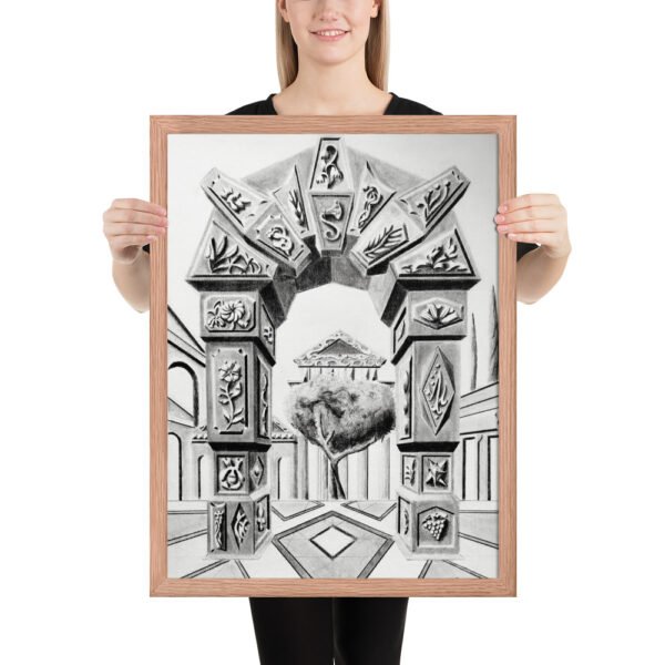 Arch of Symbols – Hand-Drawn Fantasy Architecture Pencil by Eldor Art ( Premium Luster Photo Paper Framed Poster ) - Image 7