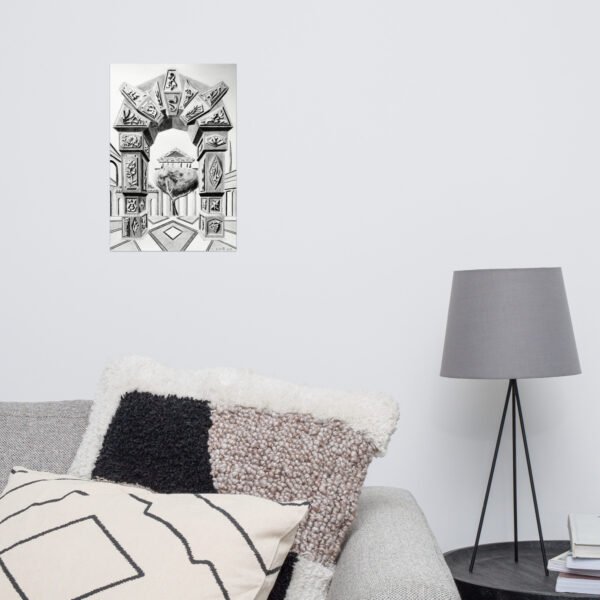 Arch of Symbols – Hand-Drawn Fantasy Architecture Pencil Art Print by Eldor Art ( Premium Luster Photo Paper Poster ) - Image 3