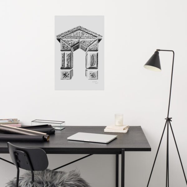 Explore "Ornate Arch - Timeless Elegance," a one-of-a-kind artwork hand-drawn by artist Eldor Art in 2025. This pencil sketch, meticulously crafted on paper, showcases an intricately decorated architectural arch adorned with floral motifs and sculpted details, embodying a timeless classical aesthetic. Perfect for art enthusiasts and collectors, this piece is available as premium art prints on various mediums: premium canvas, elegant posters, textured canvas, and even metal prints for a bold, modern twist. Each print preserves the fine details of the original, making it an ideal addition to elevate your home décor. Purchase this exclusive artwork now and add a touch of elegance to your space!