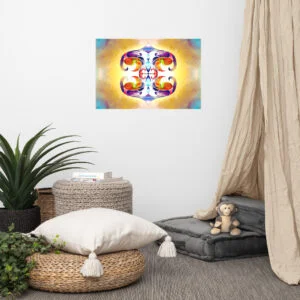 Discover Solar Radiance, a luminous digital painting by Eldor Art, where sacred symmetry meets vibrant abstraction. Inspired by natural forms and energetic frequencies, this mandala-like artwork radiates golden, red, blue and violet tones, invoking inner balance and solar energy. A spiritual and modern visual celebration that transforms any space with warmth and harmony. Printed on canvas, metal plate, or high-definition poster, this piece is a perfect fit for both serene interiors and bold modern decors