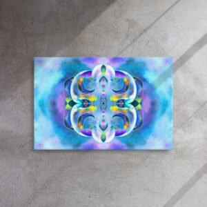 Enter the dreamlike universe of Eldor Art with Crystal Ether, a vibrant digital painting blending sacred geometry with cosmic energy. This symmetrical artwork explores the subtle realms between light and matter through fluid curves, lunar halos, and celestial textures. Available in high-quality prints on canvas, metal, or poster, this piece is perfect to bring a mystical and modern aesthetic into any space. Each element evokes an inner journey—a meeting point between sacred science and contemporary abstraction