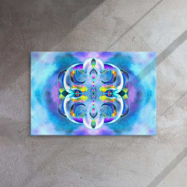 Enter the dreamlike universe of Eldor Art with Crystal Ether, a vibrant digital painting blending sacred geometry with cosmic energy. This symmetrical artwork explores the subtle realms between light and matter through fluid curves, lunar halos, and celestial textures. Available in high-quality prints on canvas, metal, or poster, this piece is perfect to bring a mystical and modern aesthetic into any space. Each element evokes an inner journey—a meeting point between sacred science and contemporary abstraction