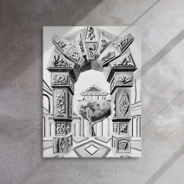 Arch of Symbols – Hand-Drawn Fantasy Architecture Pencil by Eldor Art ( Thin Canvas ) - Image 6