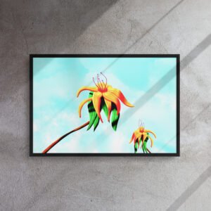 Skyward Lilies – Eldor Art | Vibrant Abstract Floral Digital Painting ( Framed Canvas )