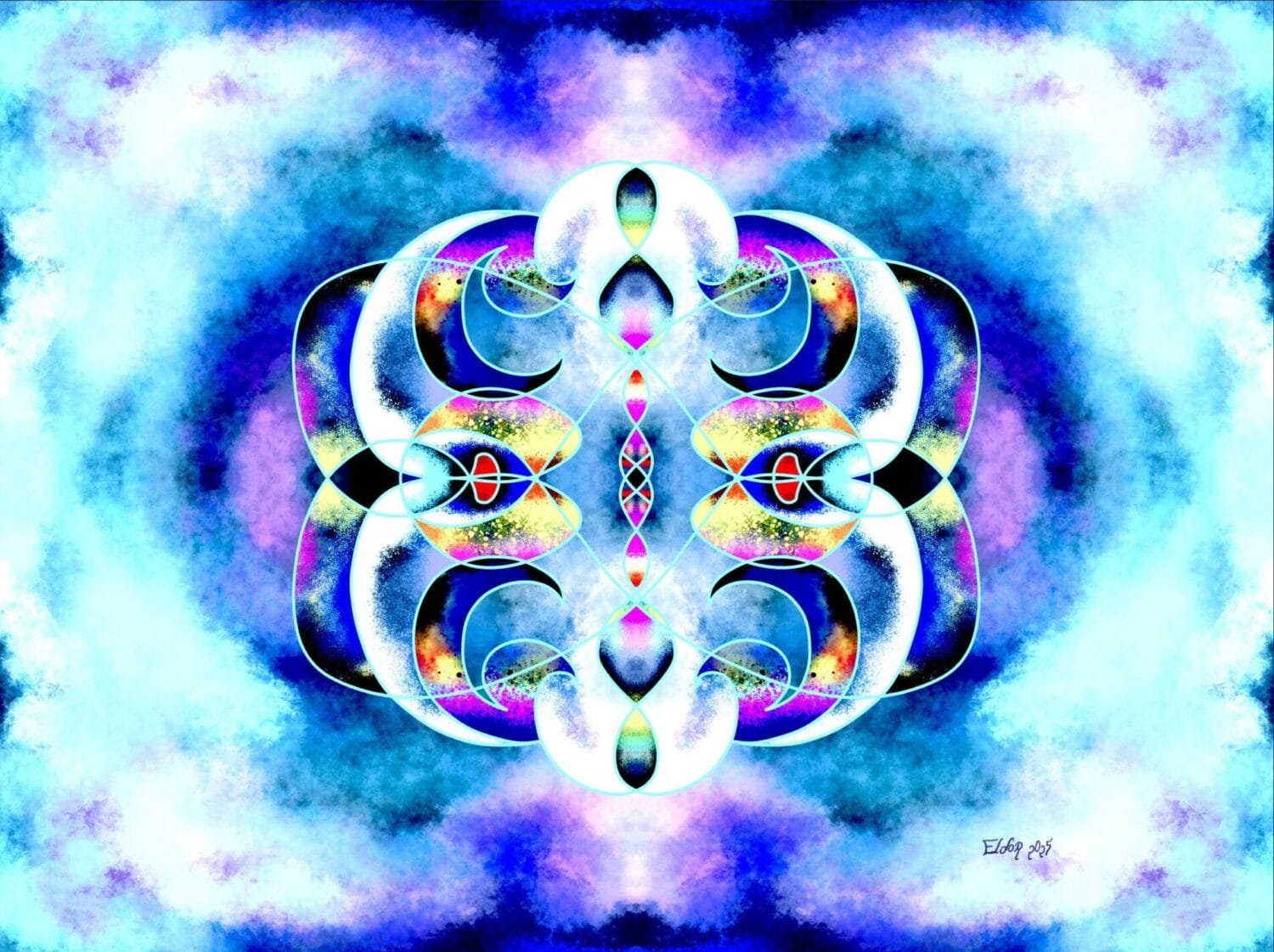 Sacred geometry artwork by Eldor Art – High-resolution JPEG from the Eldorart collection featuring light mandala and symmetrical design