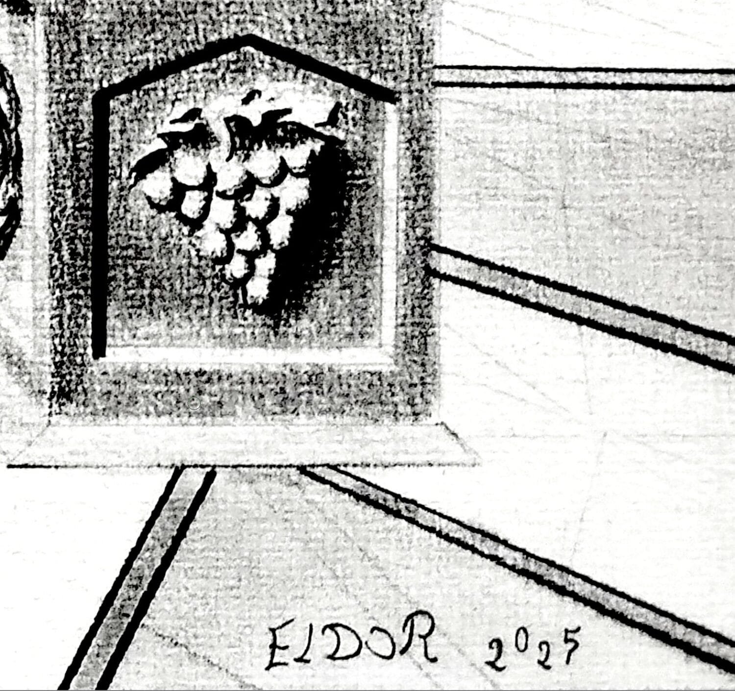 Classical pencil drawing by Eldor Art – High-resolution JPEG from the Eldorart collection featuring ornate archway and architectural details