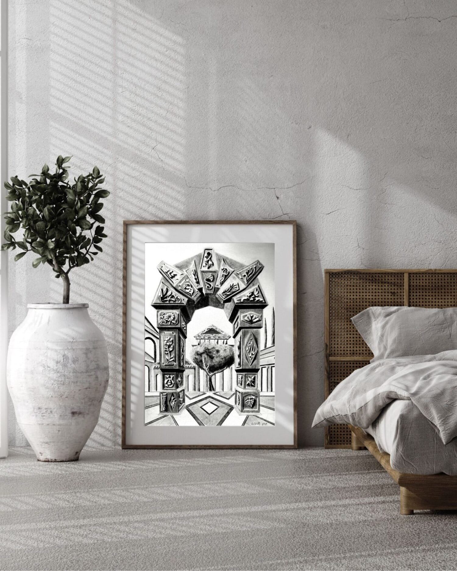 Classical pencil drawing by Eldor Art – High-resolution JPEG from the Eldorart collection featuring ornate archway and architectural details