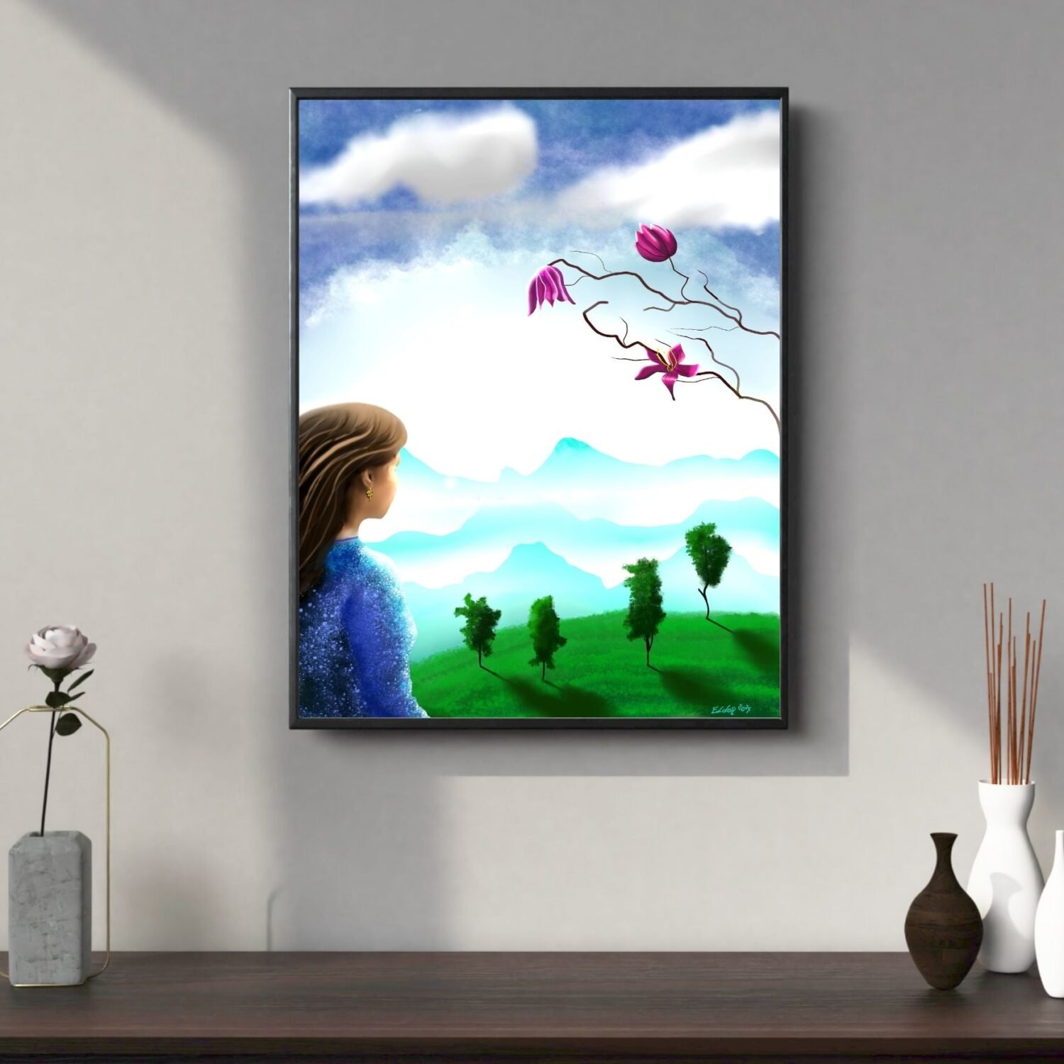 Surreal feminine portrait by Eldor Art – High-resolution JPEG from the Eldorart collection celebrating elegance and symbolic beauty