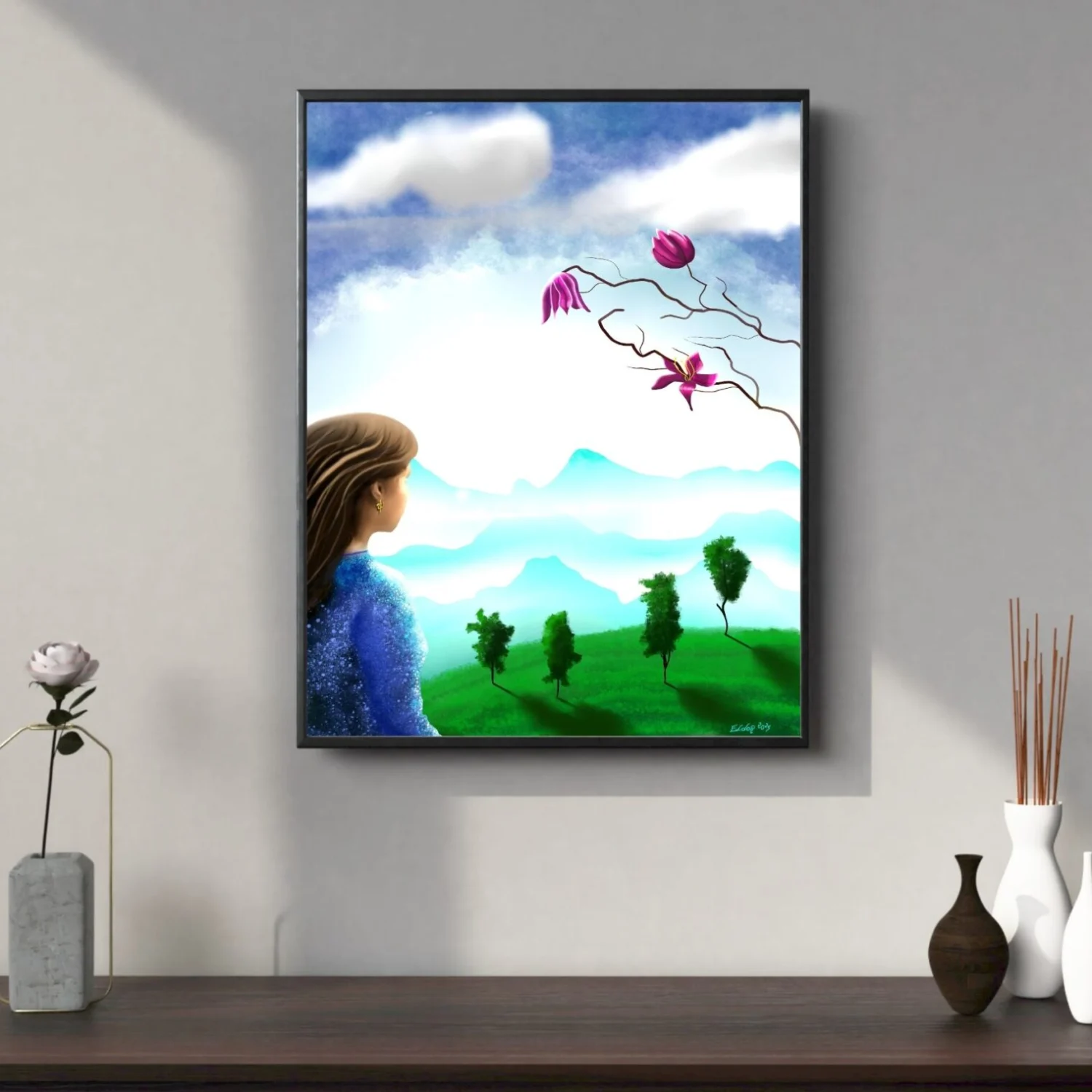 Surreal feminine portrait by Eldor Art – High-resolution JPEG from the Eldorart collection celebrating elegance and symbolic beauty