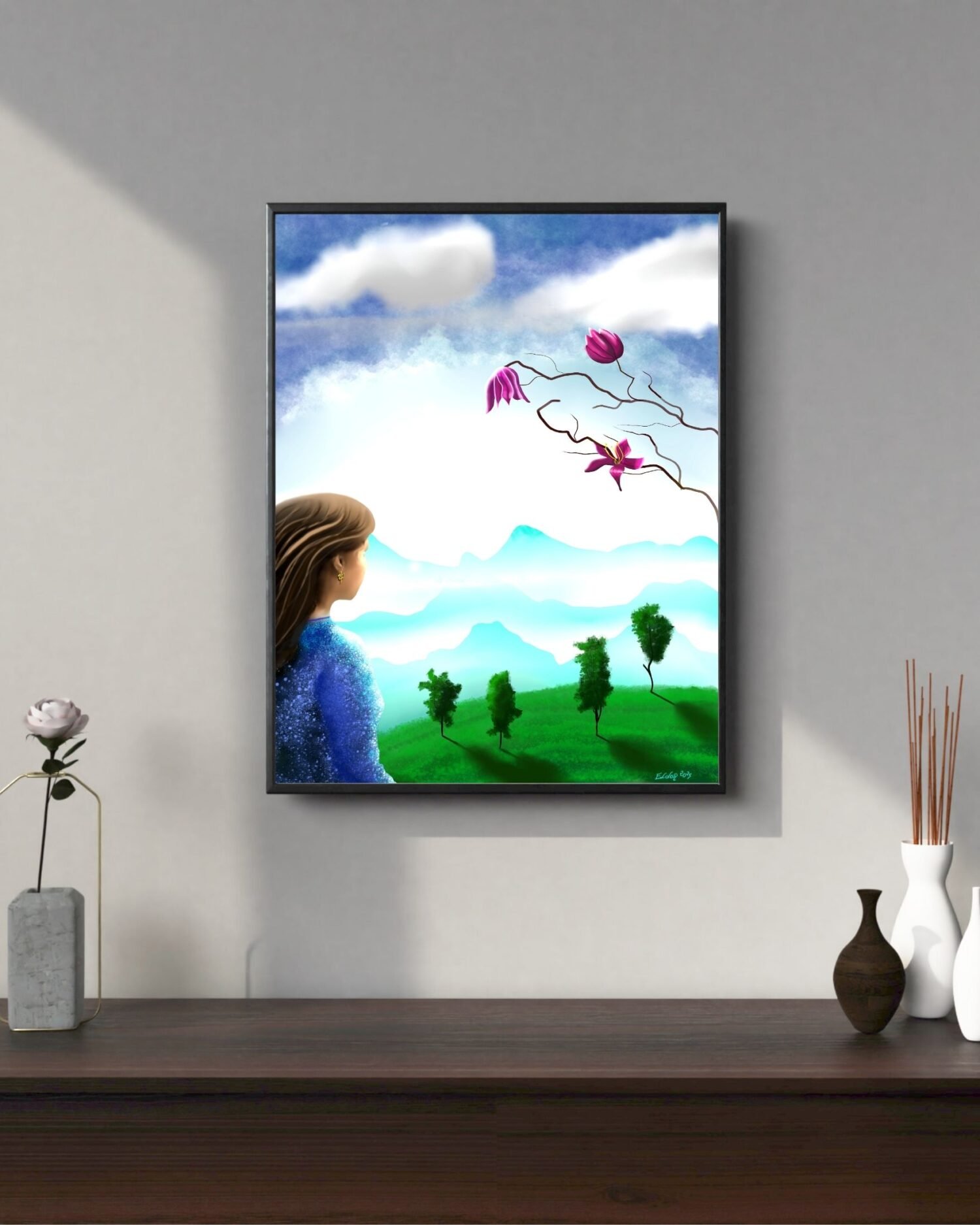 Surreal feminine portrait by Eldor Art – High-resolution JPEG from the Eldorart collection celebrating elegance and symbolic beauty