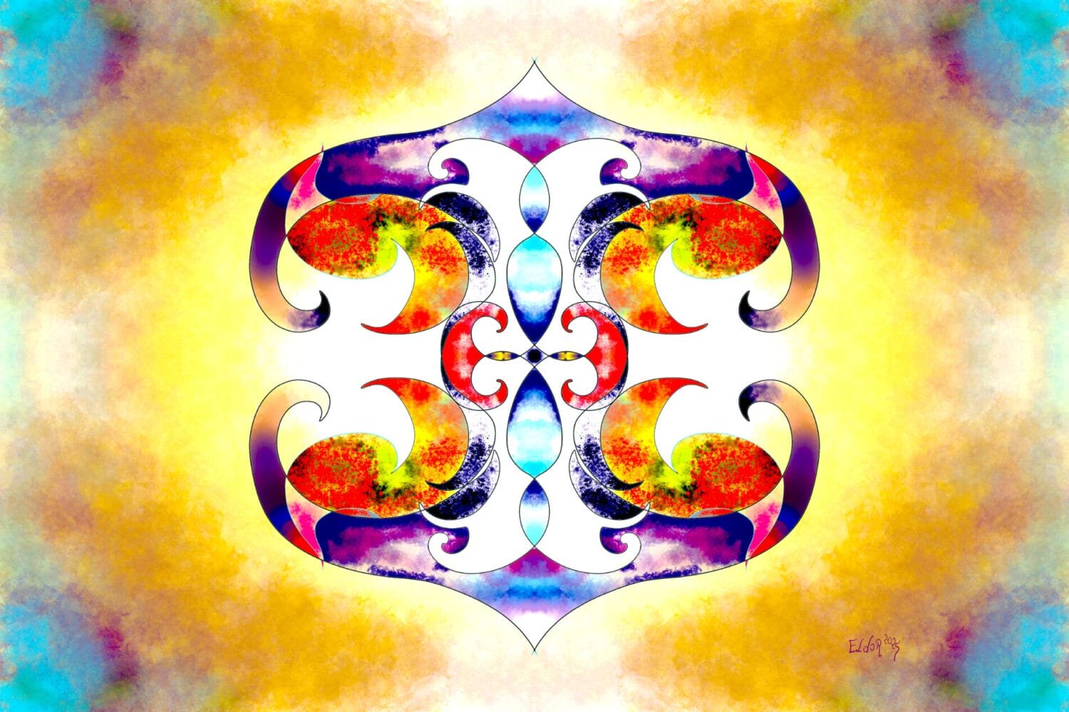 Abstract cosmic artwork by Eldor Art – High-resolution JPEG from the Eldorart collection featuring radiant symmetry and signed digital design