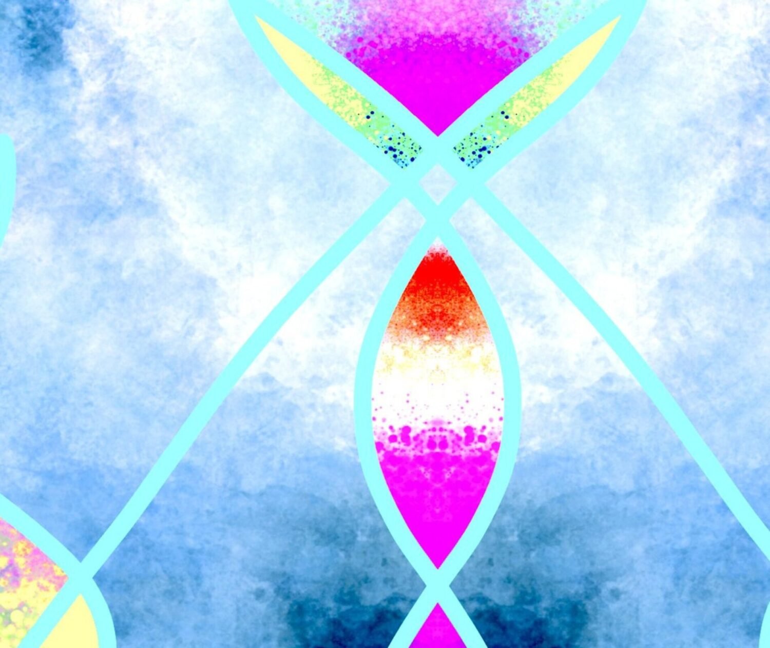 Abstract symmetrical artwork by Eldor Art – Matte print from the Eldorart collection featuring vibrant blue ether textures