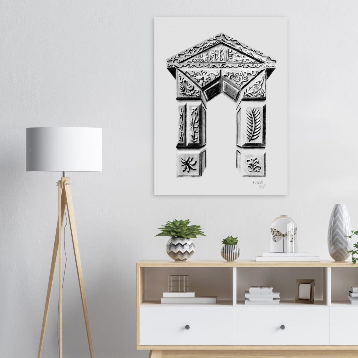 Classical architectural artwork by Eldor Art – Matte print from the Eldorart collection featuring Greco-Roman arches and botanical details