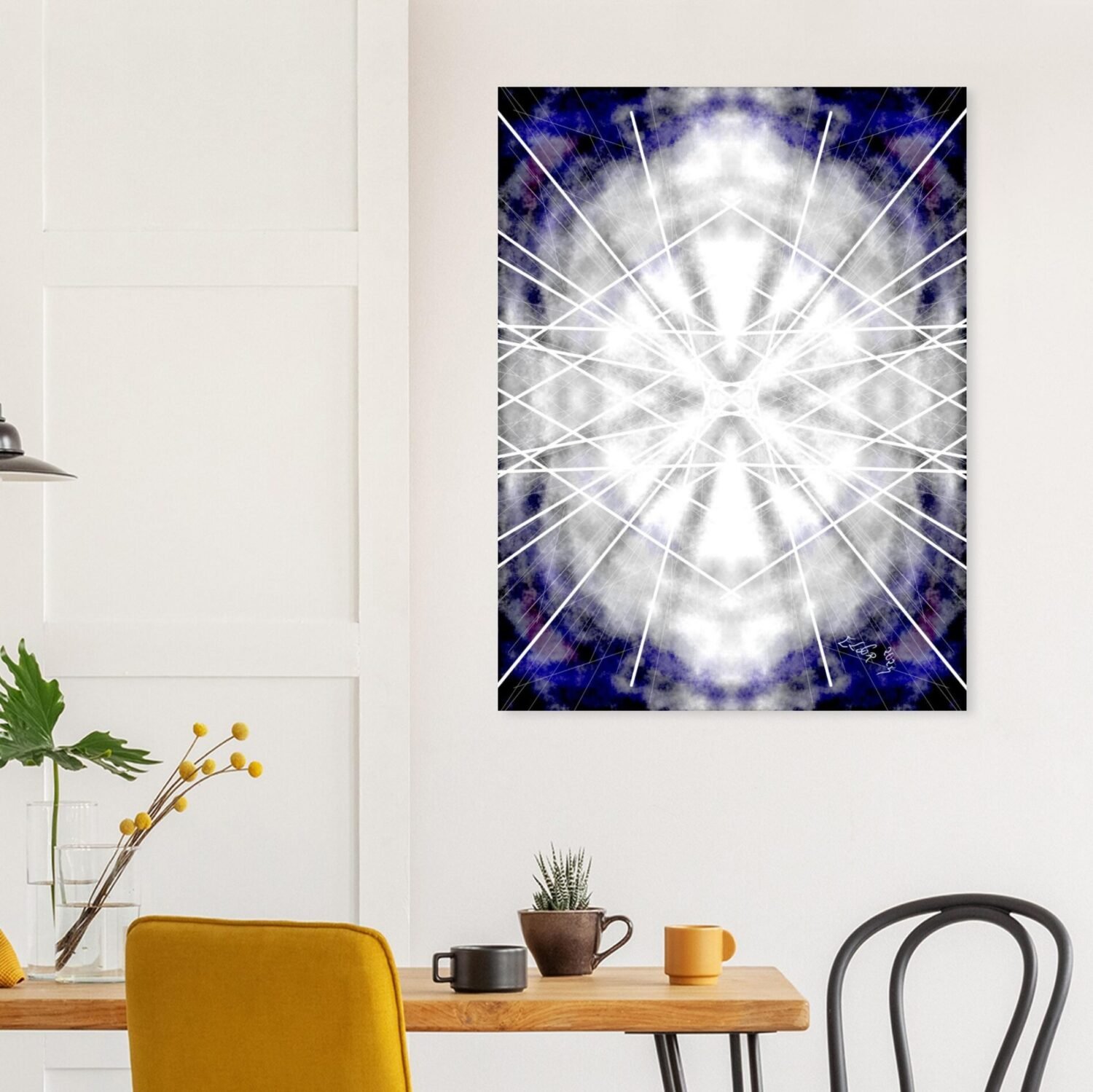Abstract light artwork by Eldor Art – Matte print from the Eldorart collection featuring white radiance and symmetrical glow