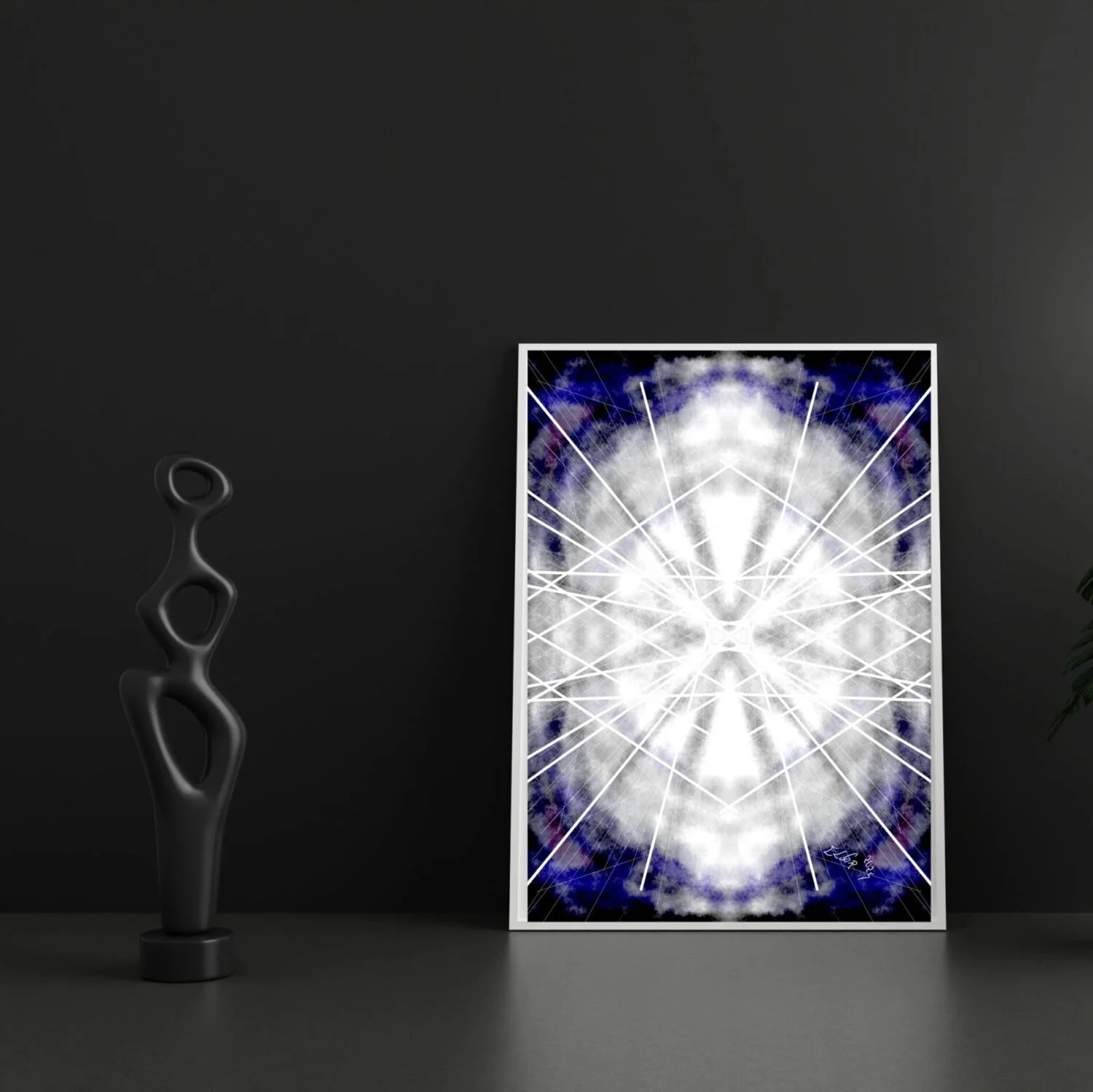 Abstract light artwork by Eldor Art – Matte print from the Eldorart collection featuring white radiance and symmetrical glow