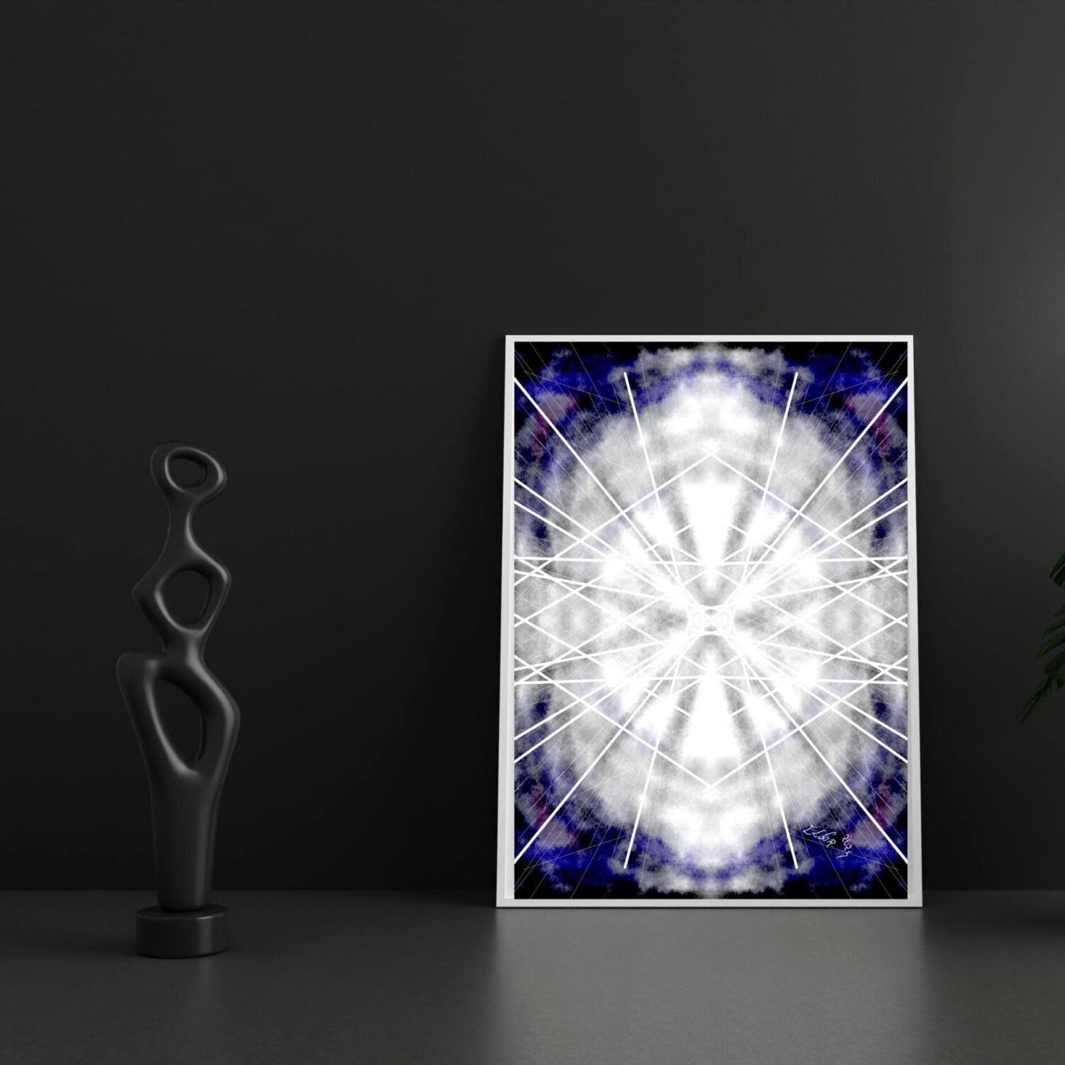 Abstract light artwork by Eldor Art – Matte print from the Eldorart collection featuring white radiance and symmetrical glow