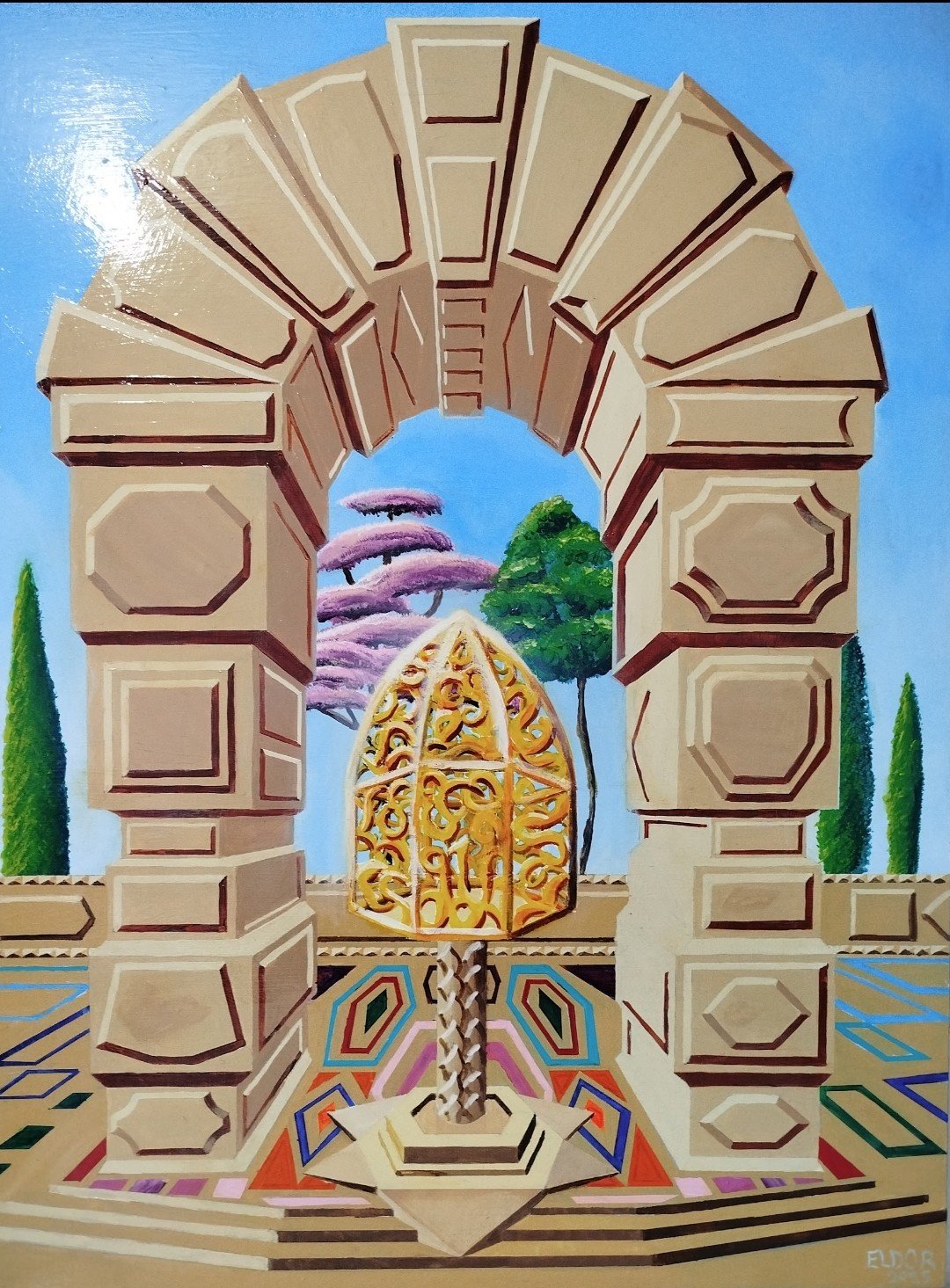 The Memory Cage – original acrylic painting on wood panel, 80x60 cm, by Eldor Art. Unique and handcrafted, expressing deep emotion and artistic vision.